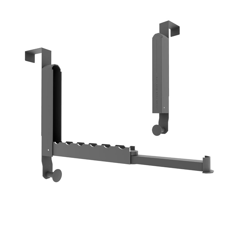 Goffing Over The Door Drying Rack, Foldable Portable Over The Door Hooks Hanger with Towel Racks for Coat Clothes Laundry Bathroom Bedroom Travel Hangers (Space Grey, 1 Pack) - Image 1